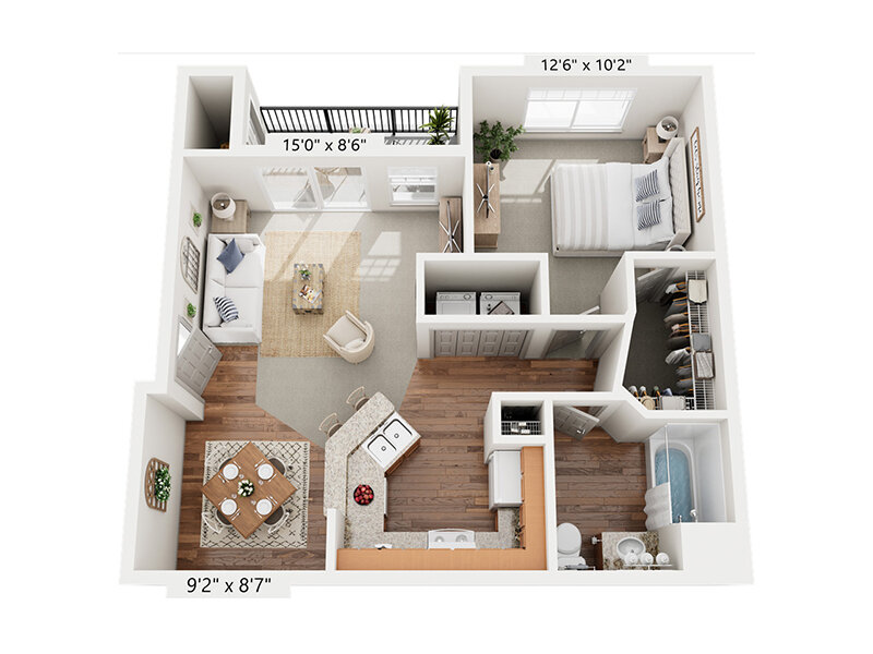 Oaks at Georgetown Apartments Floor Plan 1x1