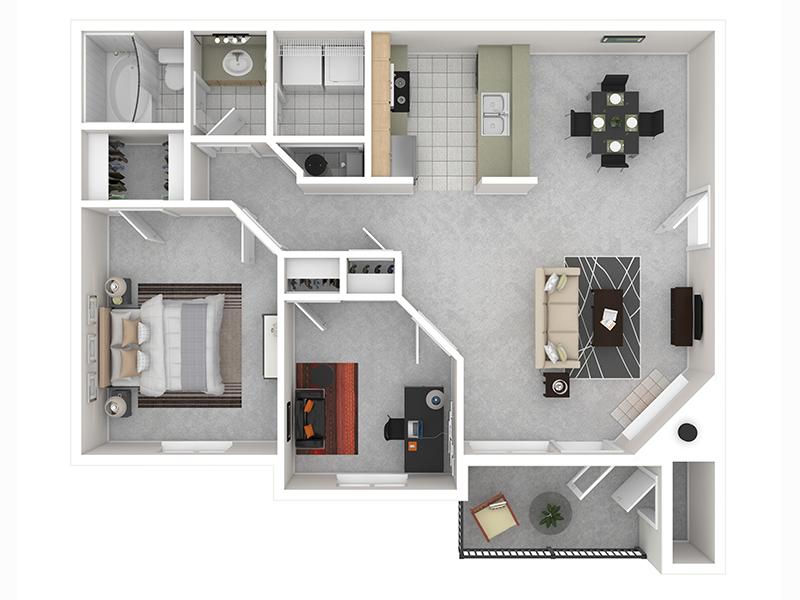 Riley Court Apartments Floor Plan 1x1 D