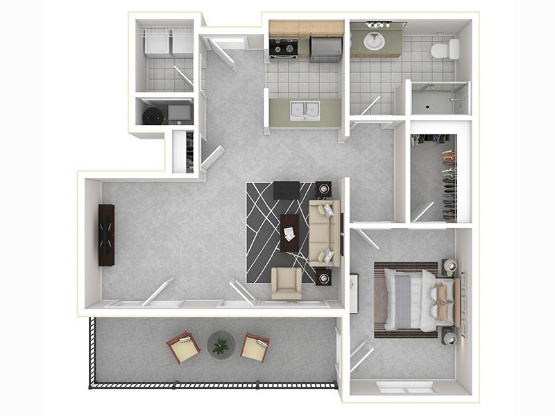 Riley Court Apartments Floor Plan 1x1 L