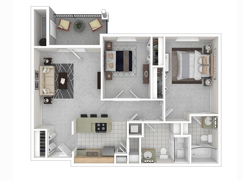 Riley Court Apartments Floor Plan 2x1