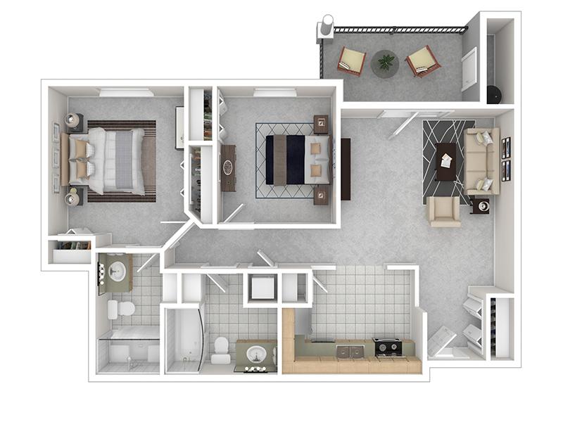 Riley Court Apartments Floor Plan 2x2 B