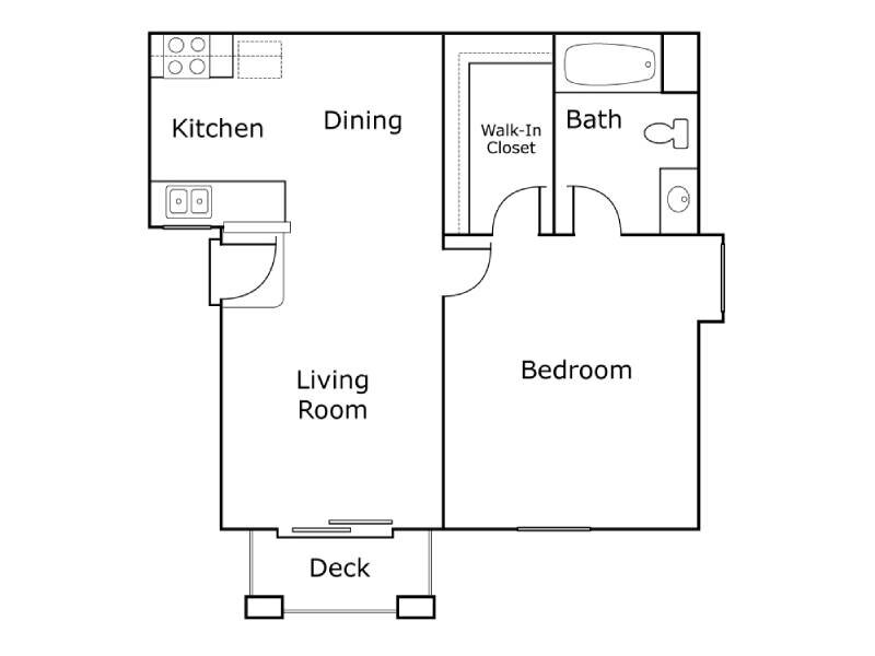 1x1 floor plan at Harmony Terrace Senior Living Apartments