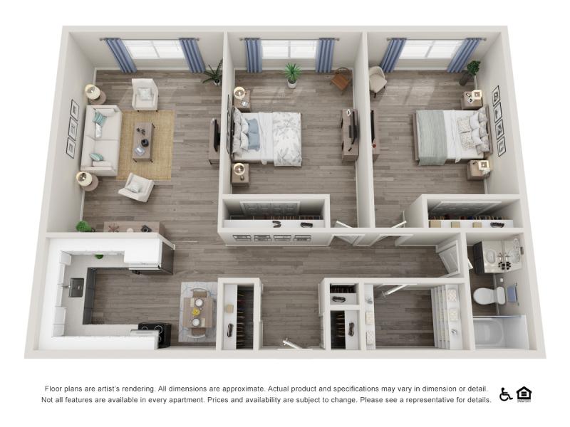 2 Bed 1 Bath B3 Floorplan