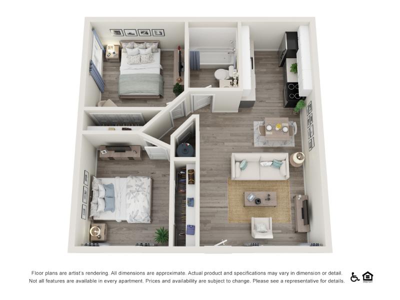 2 Bedrooms Floorplan