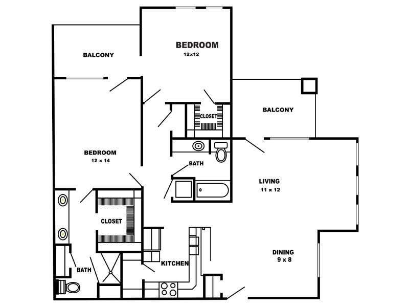 2 Bedroom - 1167 Floor Plan at Encino Luxury Apartments Apartments