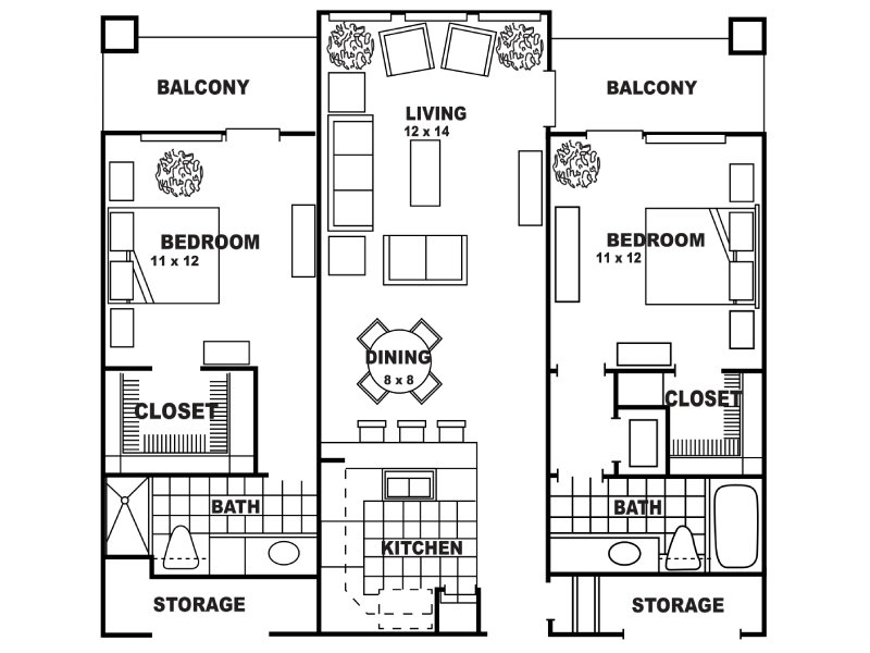2 Bedroom - 970 Floor Plan at Encino Luxury Apartments Apartments