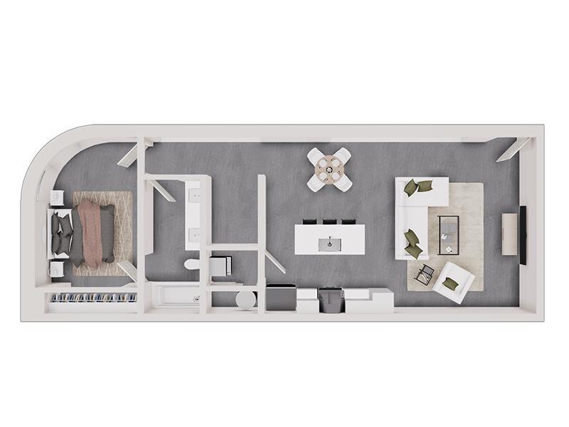 1dw Floor Plan at theCHARLI Apartments