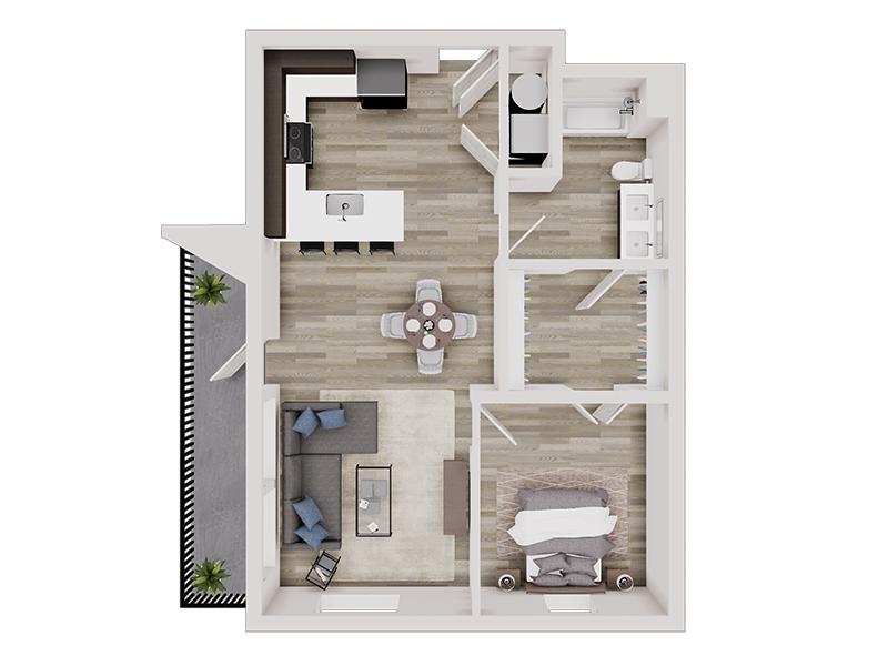 1ct Floor Plan at theCHARLI Apartments