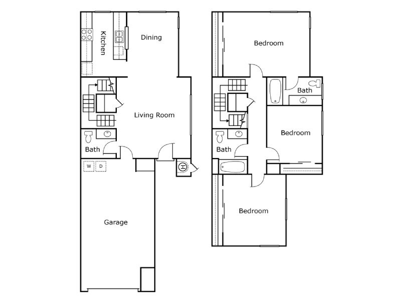 West Creek Villas Townhomes Floor Plan 3x2