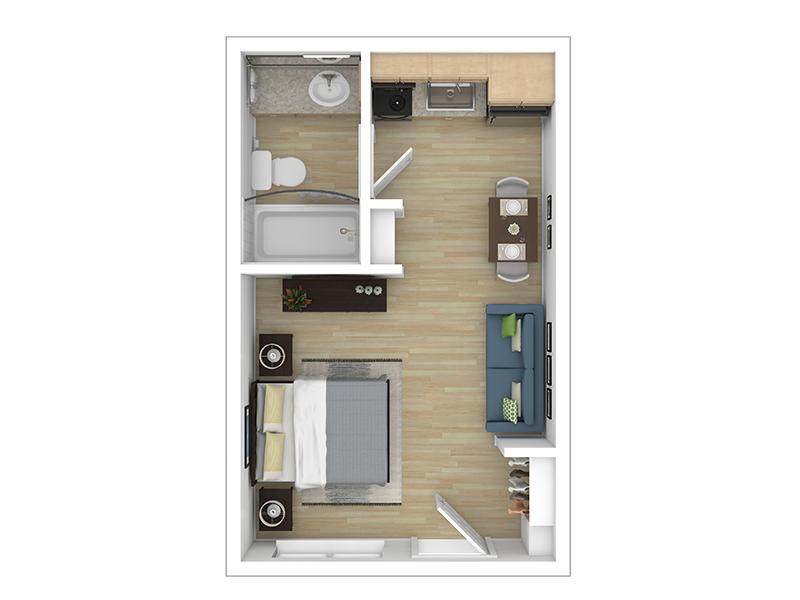 The Passages at Rye 1255 Apartments Floor Plan Standard Studio