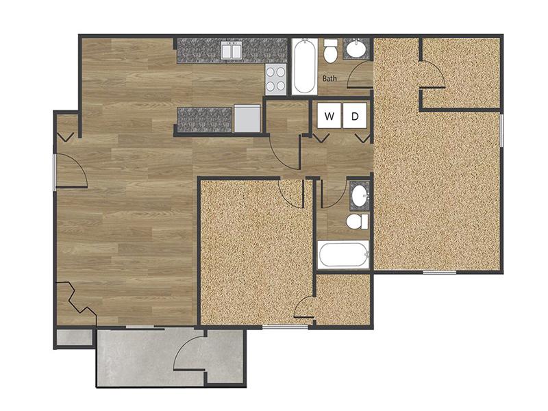 View floor plan image of 2x2B apartment available now