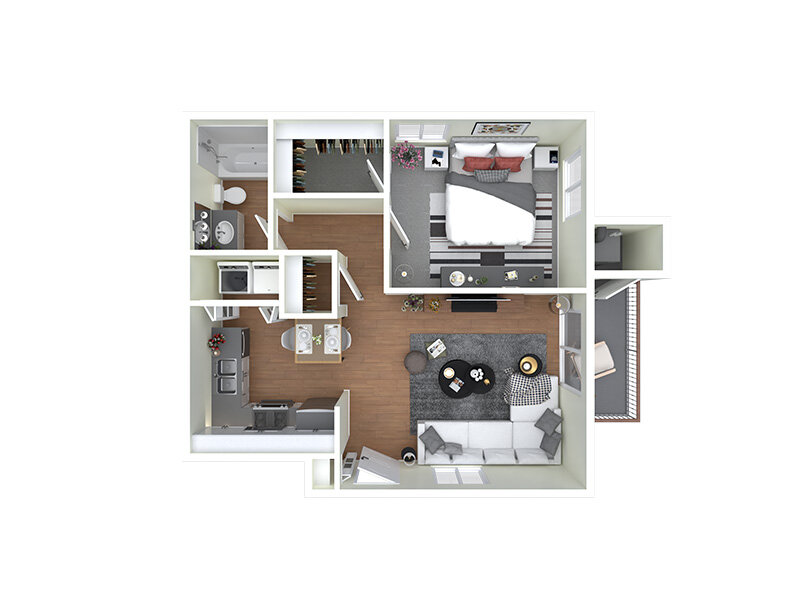 Reserve at Hillcrest Apartments Floor Plan 1x1A