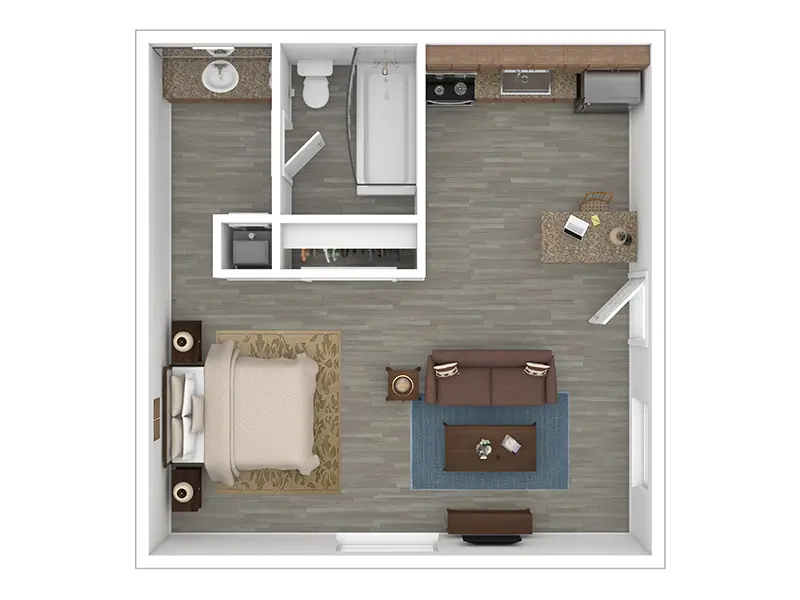 Studio floorplan at Vivo Living Miamisburg