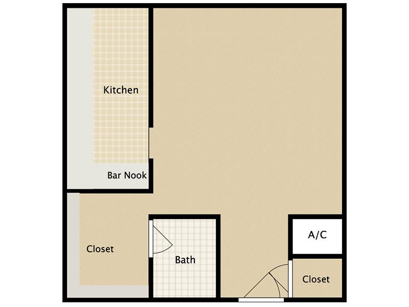 Studio City Midrise Apartments Floor Plan 0x1b