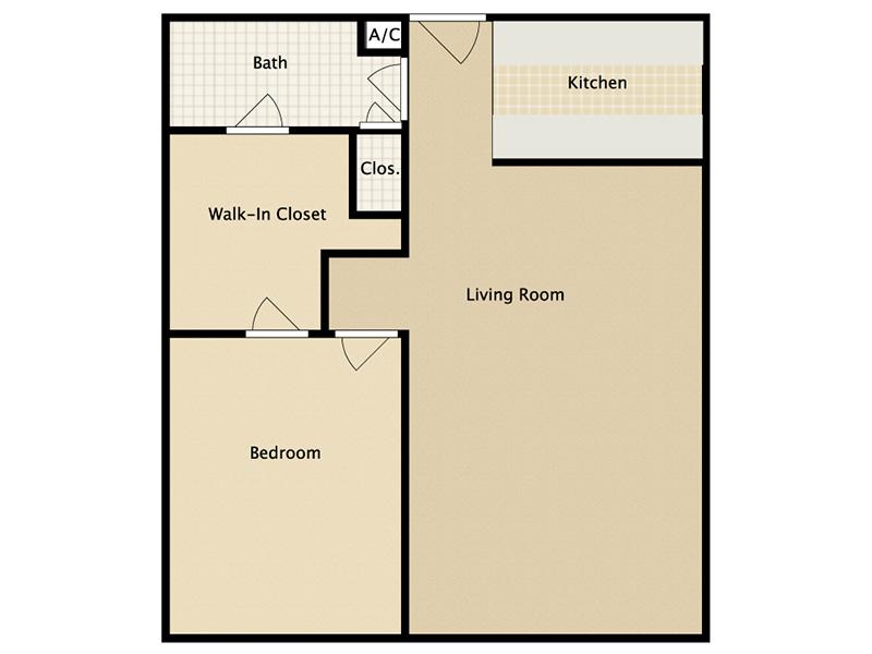 Studio City Midrise Apartments Floor Plan 1x1bv