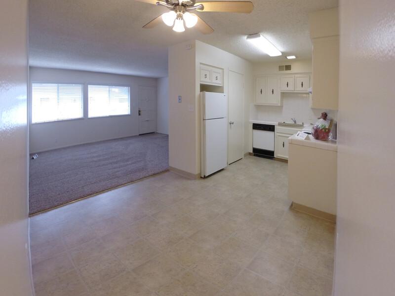 Living Room and Kitchen | Casa Del Sol Apartments in Fresno, CA