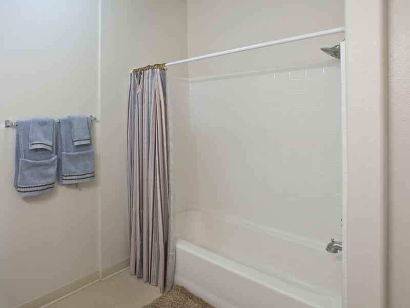 Shower | Luxe West Apartments in Fresno, CA