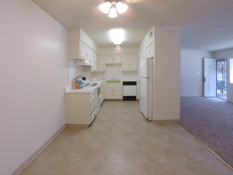 Kitchen and Living Room | Casa Del Sol Apartments in Fresno, CA