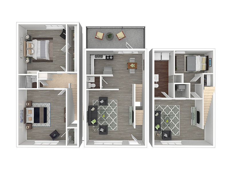 3 Bedroom Townhome Floorplan