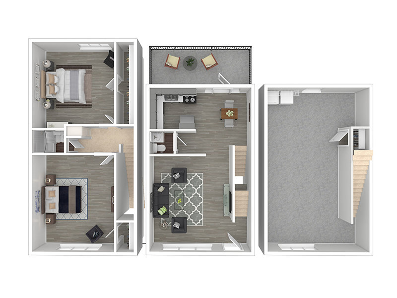 2 Bedroom Townhome Floorplan at Station Five Townhomes