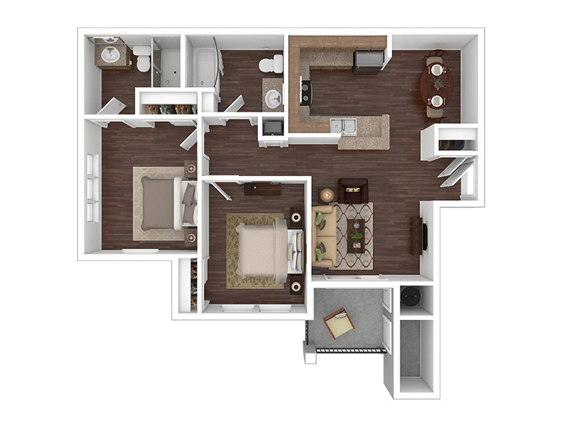 Savannah at Southport Apartments Floor Plan 2x2