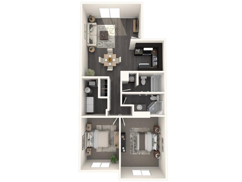 Eastbrook Apartments Floor Plan 2 Bedroom 2 Bath