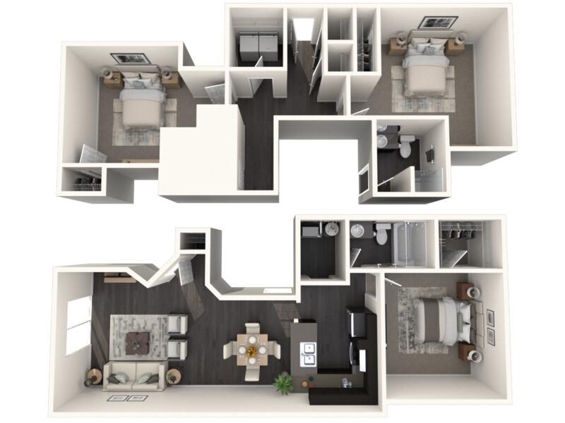 Eastbrook Apartments Floor Plan 3 Bedroom 2 Bath