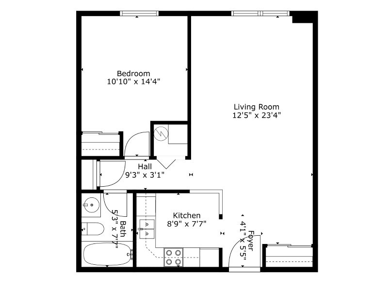 View floor plan image of 1BR apartment available now