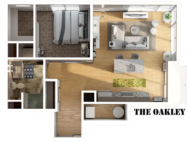 303 Front Street Apartments Floor Plan One Bed View Oakley