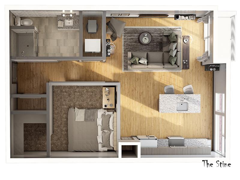303 Front Street Apartments Floor Plan One Bed plus Stine
