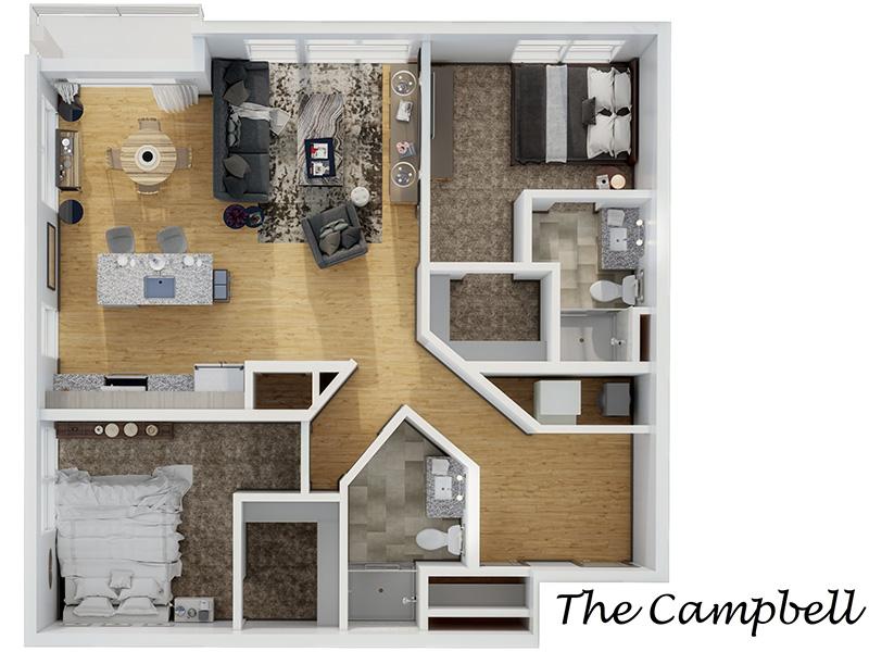 303 Front Street Apartments Floor Plan Two Bed View Campbell