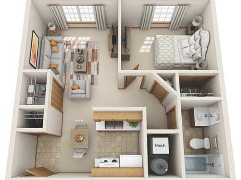 View floor plan image of One Bedroom One Bath apartment available now