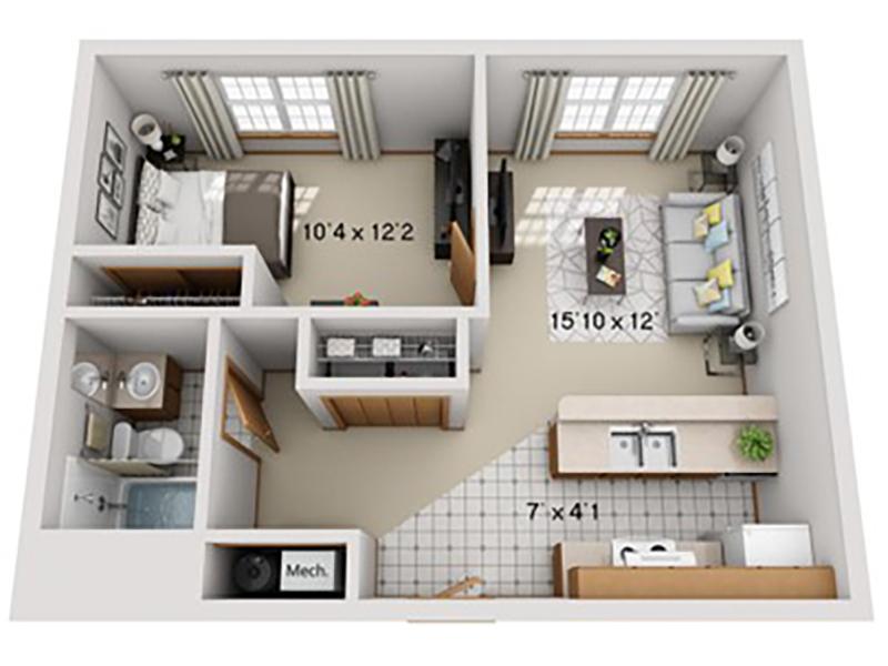 Sawmill Crossing Apartments Floor Plan 1 Bedroom 1 Bathroom A