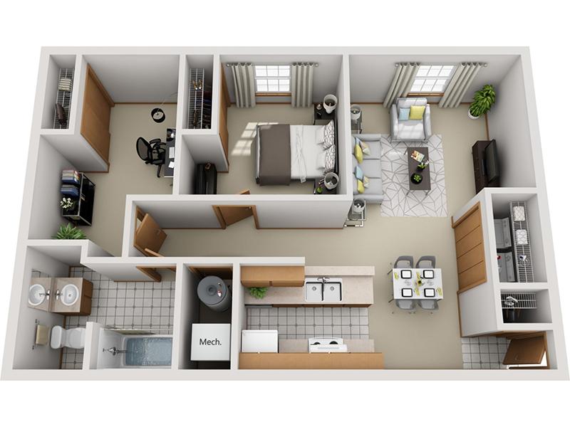 Sawmill Crossing Apartments Floor Plan 1 Bedroom 1 Bathroom F
