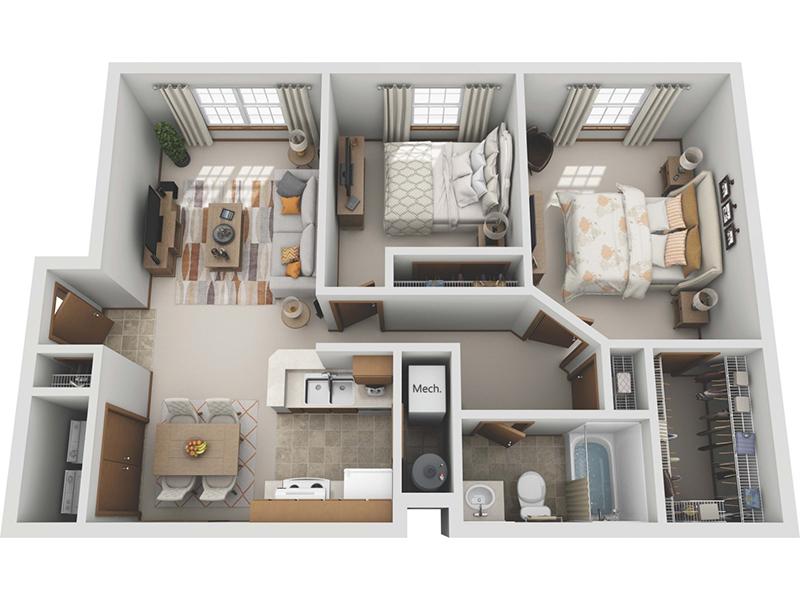 View floor plan image of 2 Bedroom 1 Bathroom A apartment available now