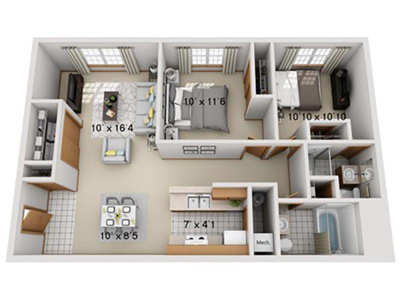 Sawmill Crossing Apartments Floor Plan 2 Bedroom 2 Bathroom A