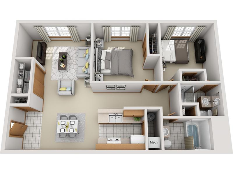 Sawmill Crossing Apartments Floor Plan 2 Bedroom 2 Bathroom B