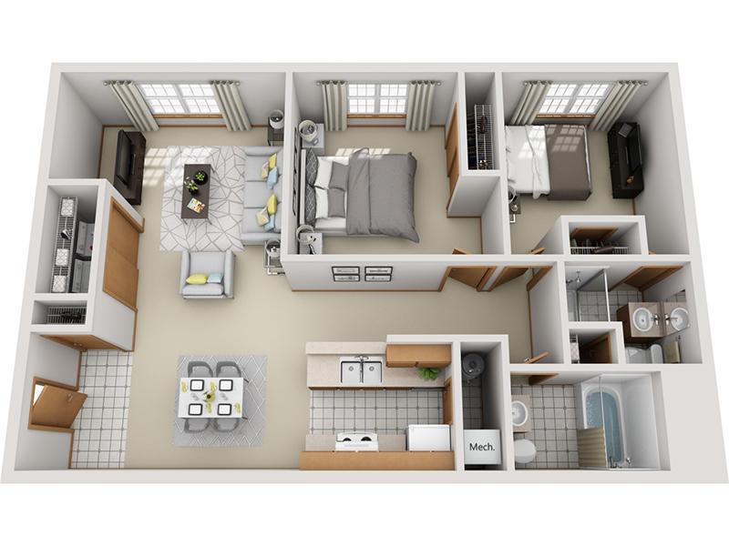 Sawmill Crossing Apartments Floor Plan 2 Bedroom 2 Bathroom C