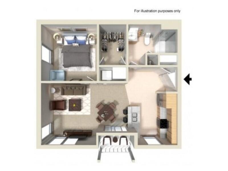 View floor plan image of 1 Bedroom K apartment available now