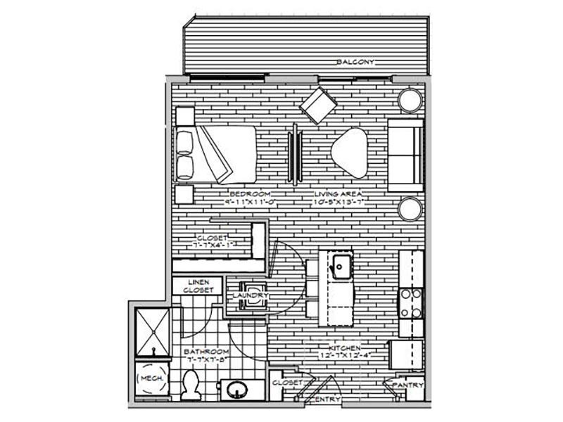 The Jerome Apartments Floor Plan Studio