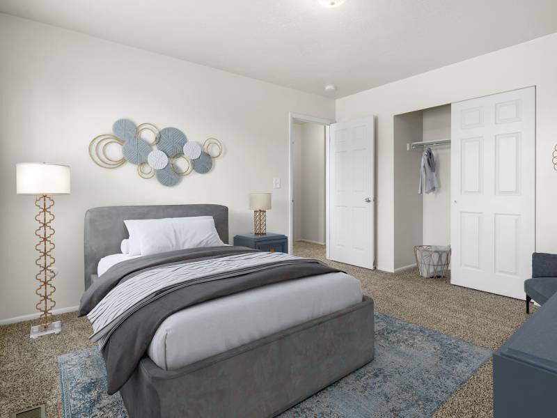 Staged Bedroom with Closet | Mountain Ridge Manor