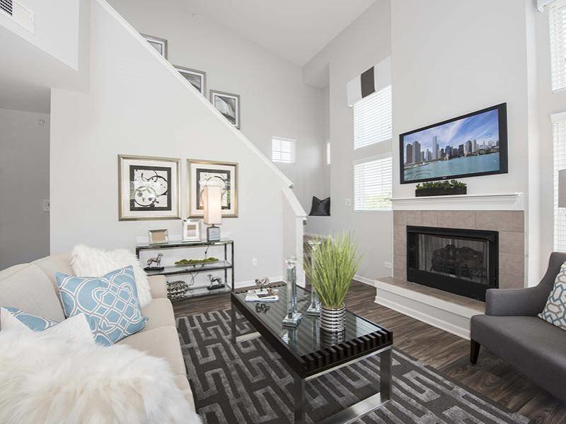 Living Room with a Fireplace | Grand Reserve of Naperville