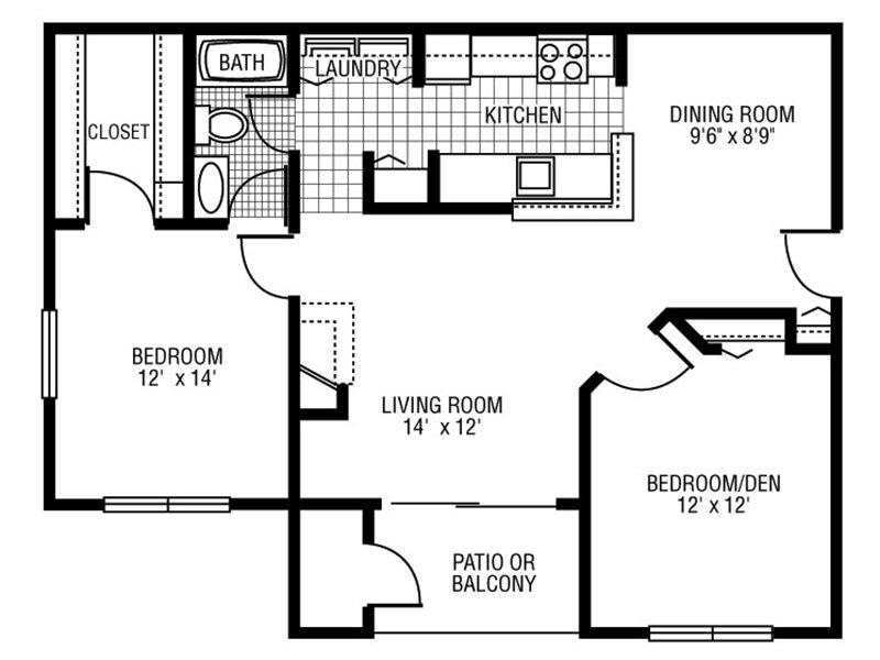 View floor plan image of B-1 apartment available now
