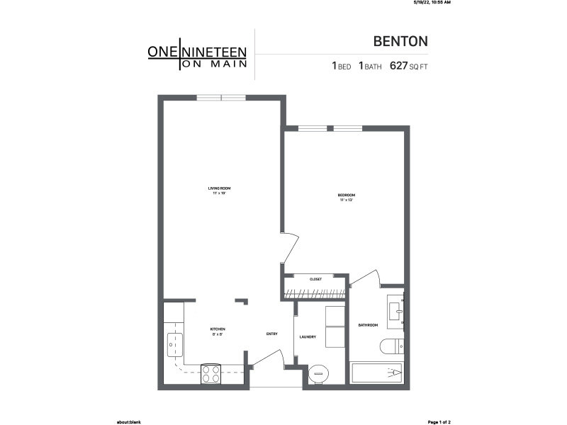 Benton Floorplan at One Nineteen on Main