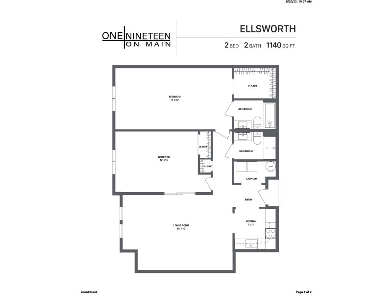 Ellsworth Floorplan at One Nineteen on Main