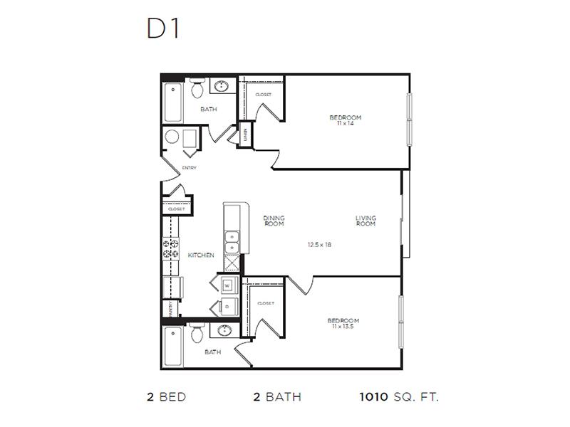 2x2 Floorplan at The Reserve IL