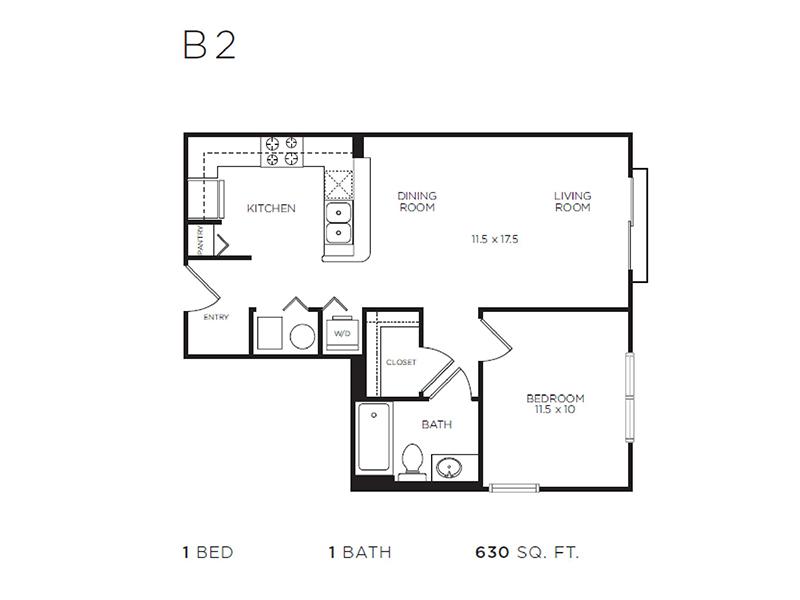 1x1 Floorplan at The Reserve IL