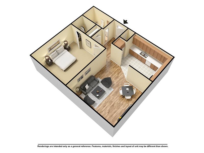 Casper Village Apartments Floor Plan 1 Bedroom 1 Bath