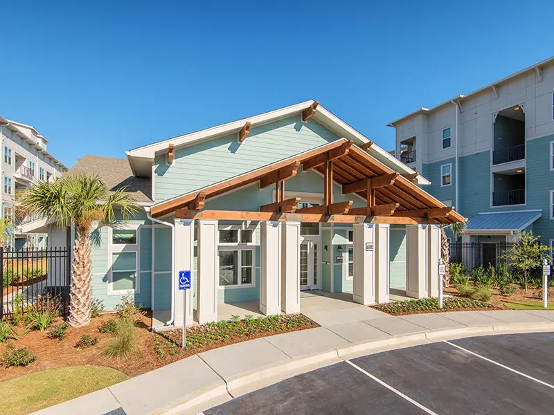Clubhouse Exterior | Atlantic on the Avenue North Charleston Apartments