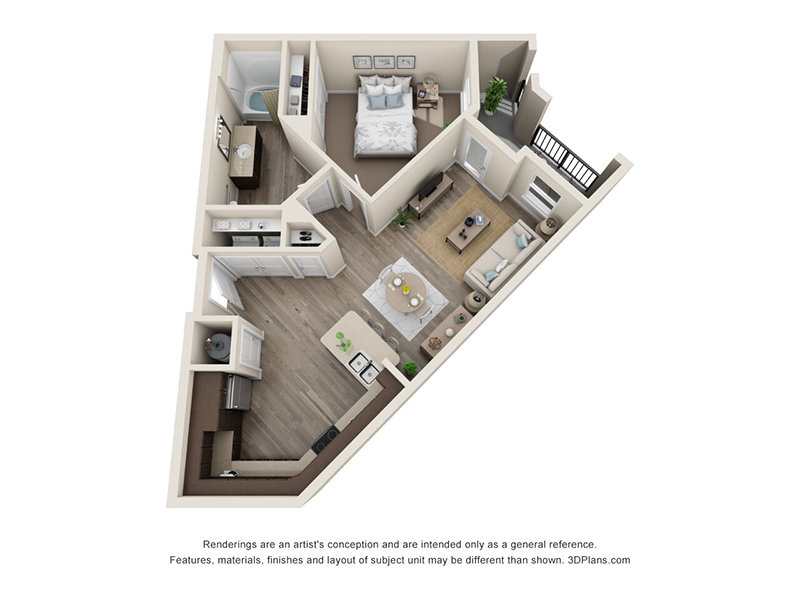 1x1-801 Floorplan at Atlantic on the Boulevard